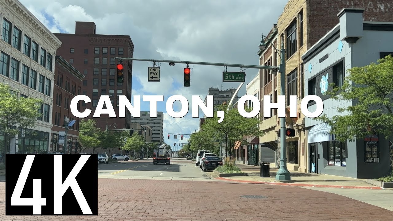 4K Canton, Ohio Downtown Tour - Driving to Downtown Canton on I-77