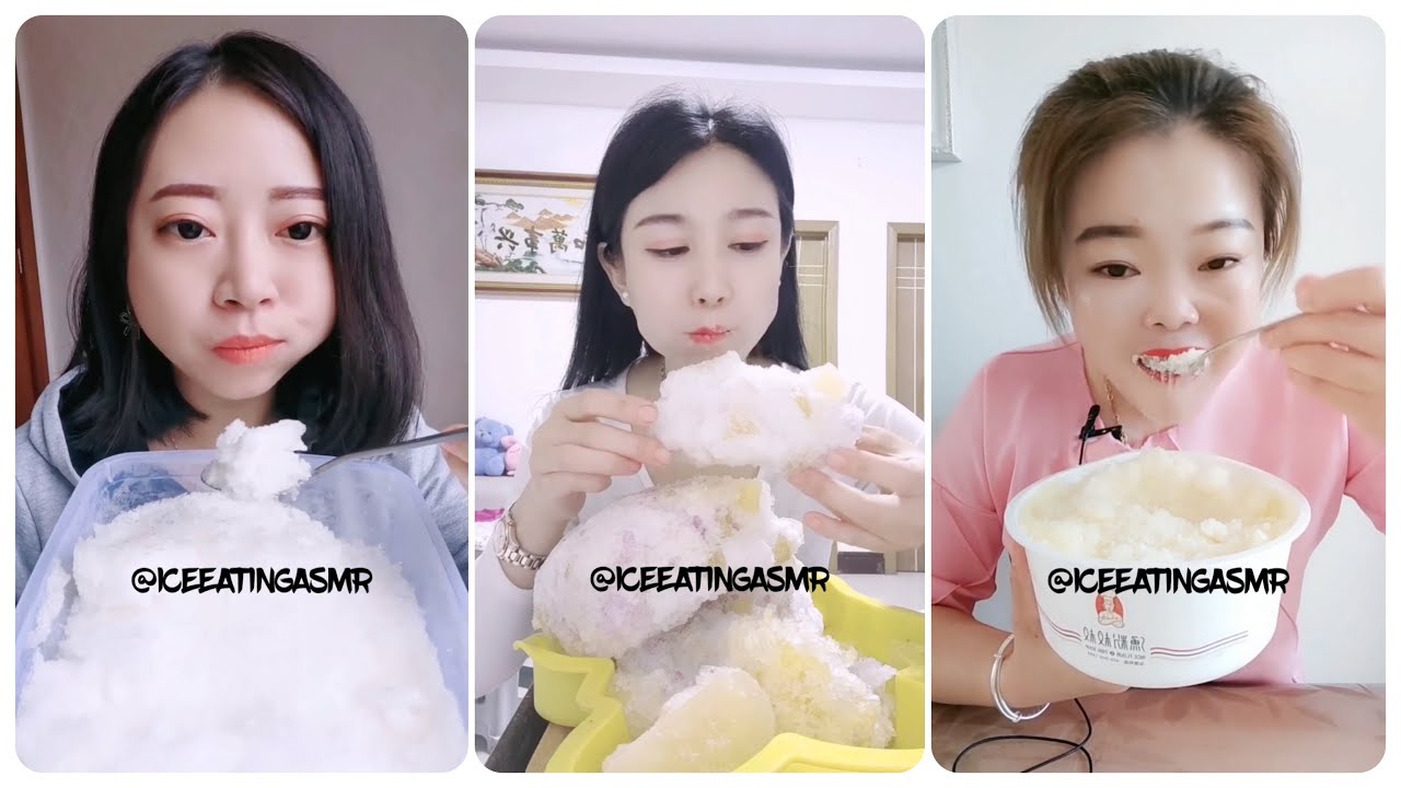 [ASMR] COLORED & SOFT CRUNCHY ICE EATING VIDEOS ( BIG BITES ) 🌈