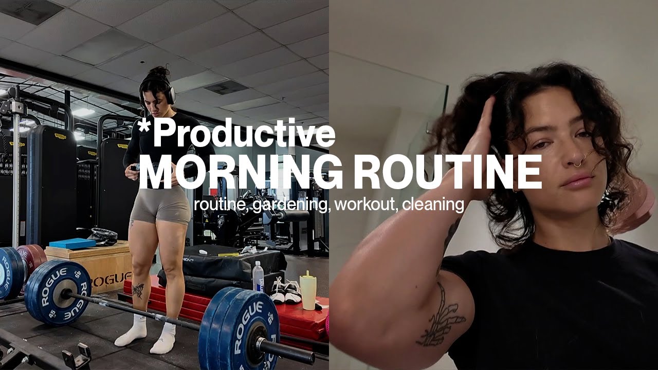 *PRODUCTIVE MORNING* as an influencer and online coach | GRWM, workout, work and chores