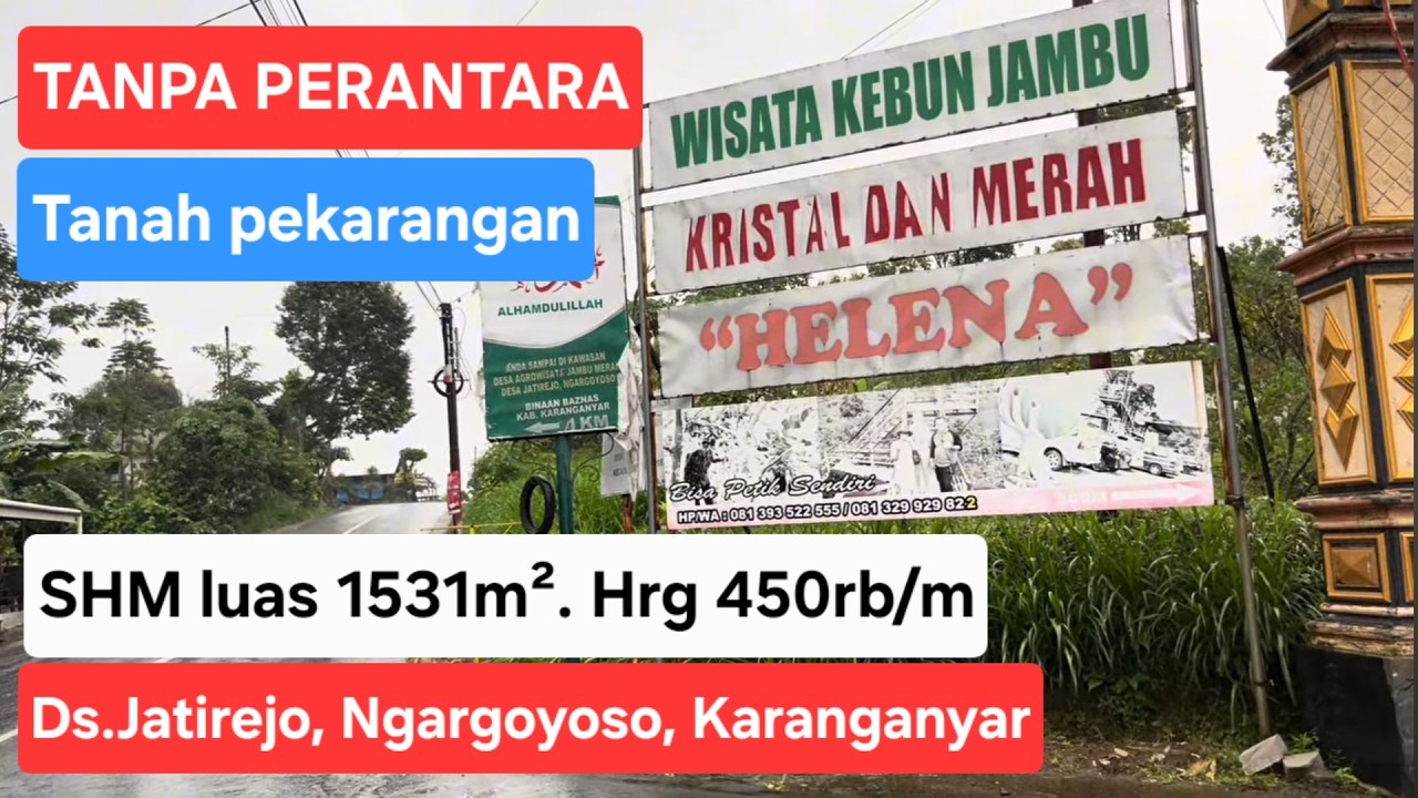 Tanah pekarangan SHM luas 1531m2. Hrg 450rb/m negoLokasi Ds.Jatirejo Kec.Ngargoyoso Kab.Karanganyar