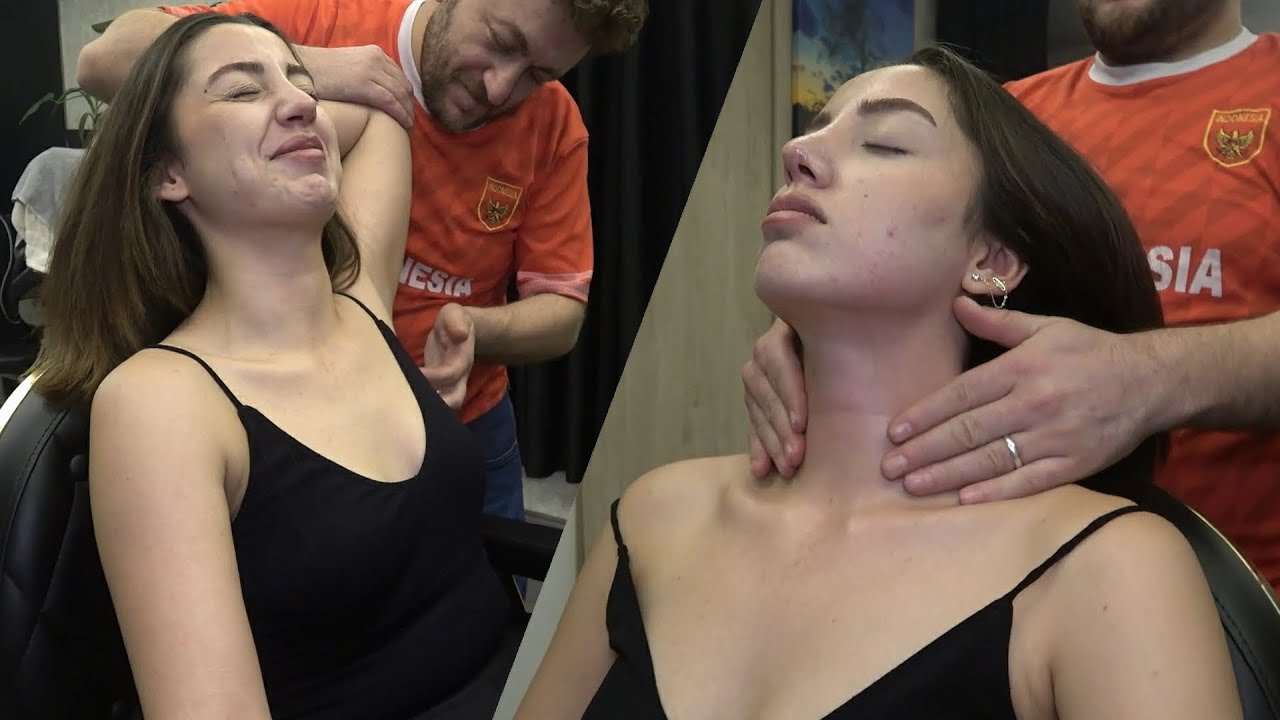 PERFECT TICKLE ARMPIT & CHEST FEMALE MASSAGE & CRACKS & ASMR head,face,ear,neck,throat,palm massage