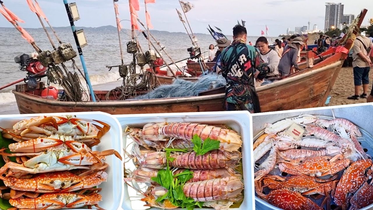 Can't Get Fresher! Seafood Straight From the Fisherman in Pattaya Fishing Market | Thai Street Food