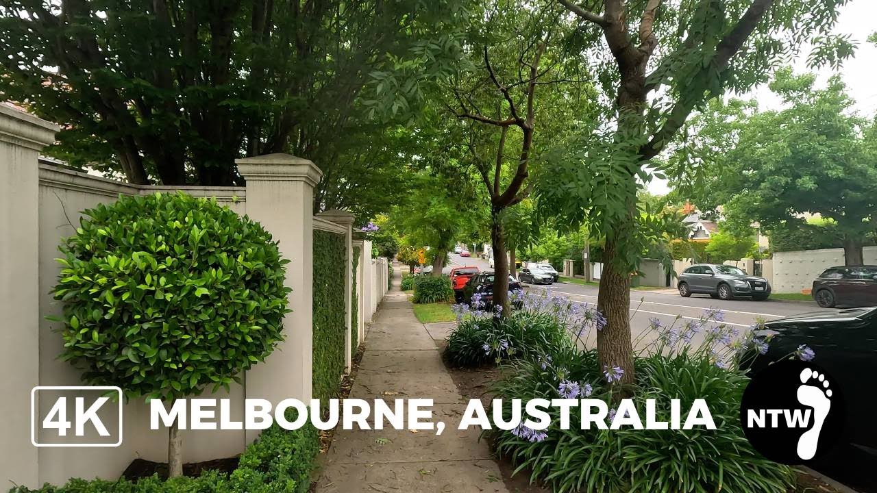 Walk around the streets of Toorak in Melbourne, Australia | Ambient city sounds | 4K