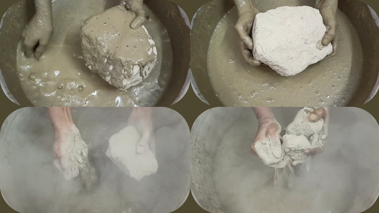 Super Dusty🌪️&Soft Earthy Stoney Mud💛Sand Chunks Dipping+Crumbling in💦 & Paste Mixing/Playing ASMR