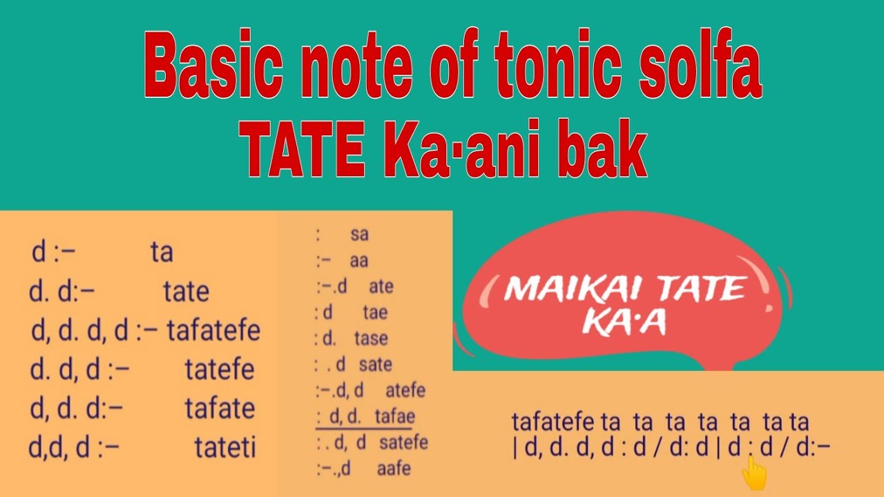 Basic note of tonic solfa TATE ka·ani bak.