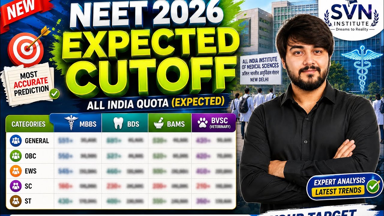 NEET 2026 Expected Cutoff 🔥 MBBS, BDS, BAMS & BVSc | Safe Score & Safe Rank (All Categories) #MBBS 