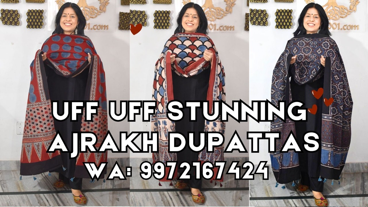 Uff Uff Stunning AJRAKH DUPATTA/ fabric wa : 9972167424 by India1001 #AJRAKH #DUPATTA