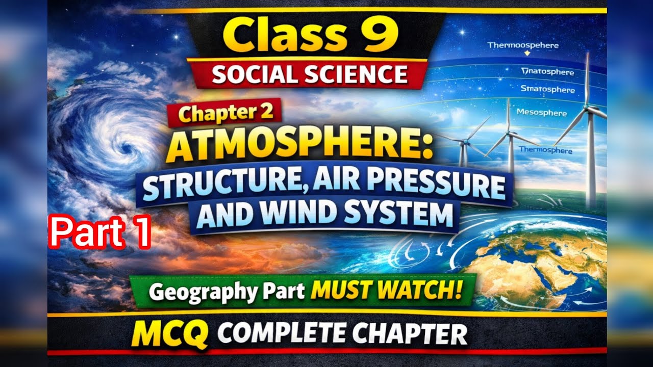 Mcq. Ch 2. ATMOSPHERE : STRUCTURE, AIR PRESSURE AND WIND SYSTEM geography part1
