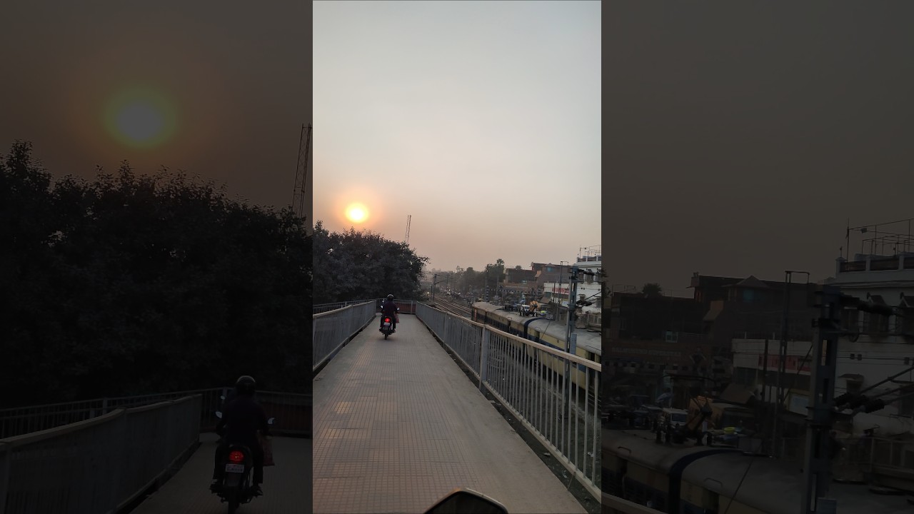 A train and a bike racing the sunset on parallel dreams 