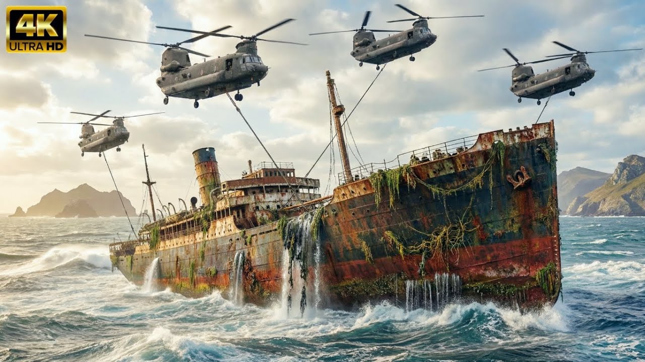 I Raised a 100-Year-Old Ship with Helicopters! (Restoration) #restoration #ship 