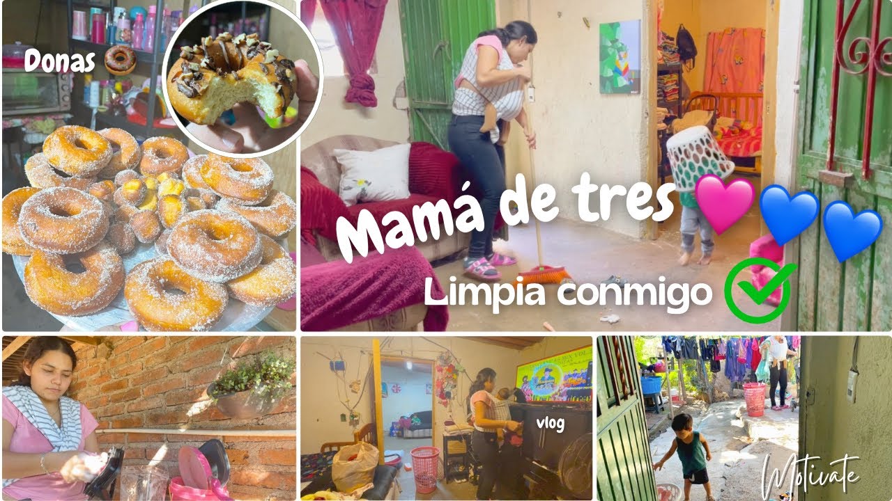 Rutina de una ama de casa 🏡 Primera vez Haciendo donas 🍩 limpieza de mi casa❤️ #momlife #receta 