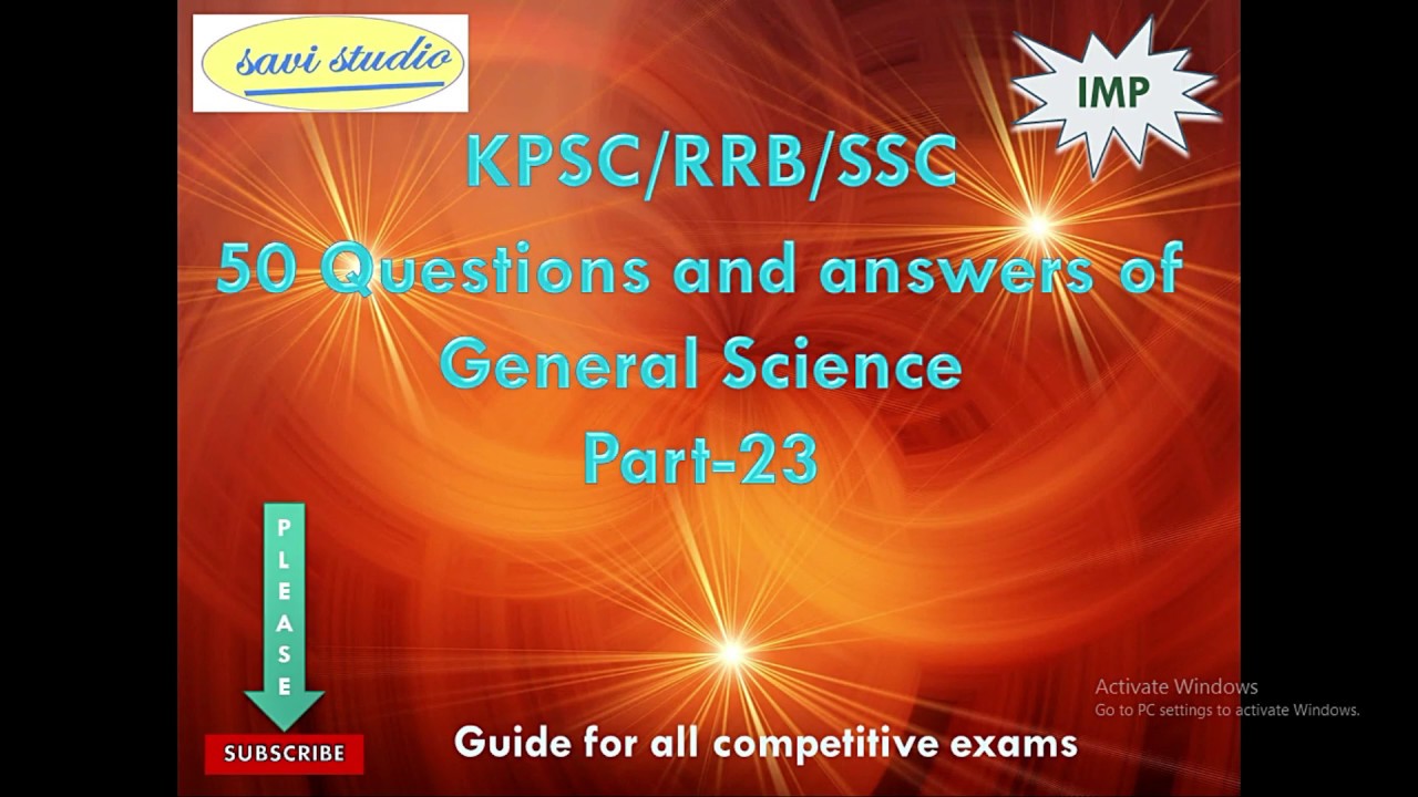 General Science 50 Questions and answers in Kannada-part23 | KPSC FDA SDA PDO EXAMS