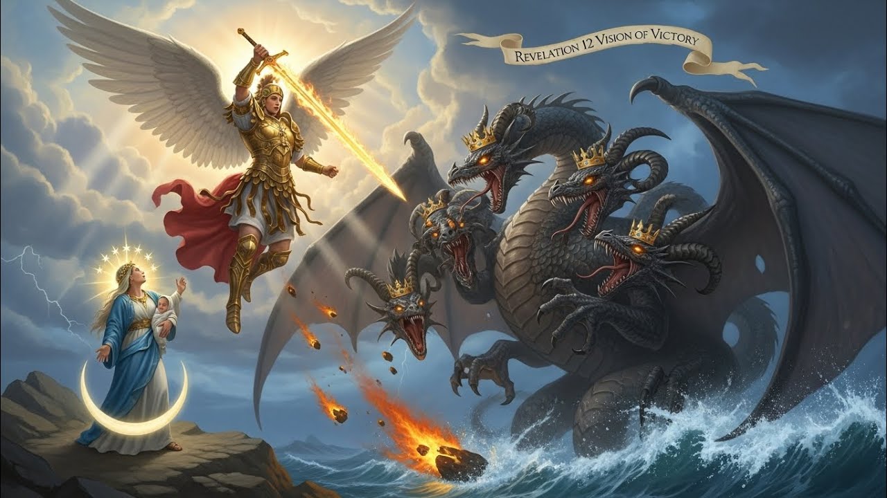 “The Defeat of the Dragon with Seven Heads — Revelation 12 Vision of Victory”