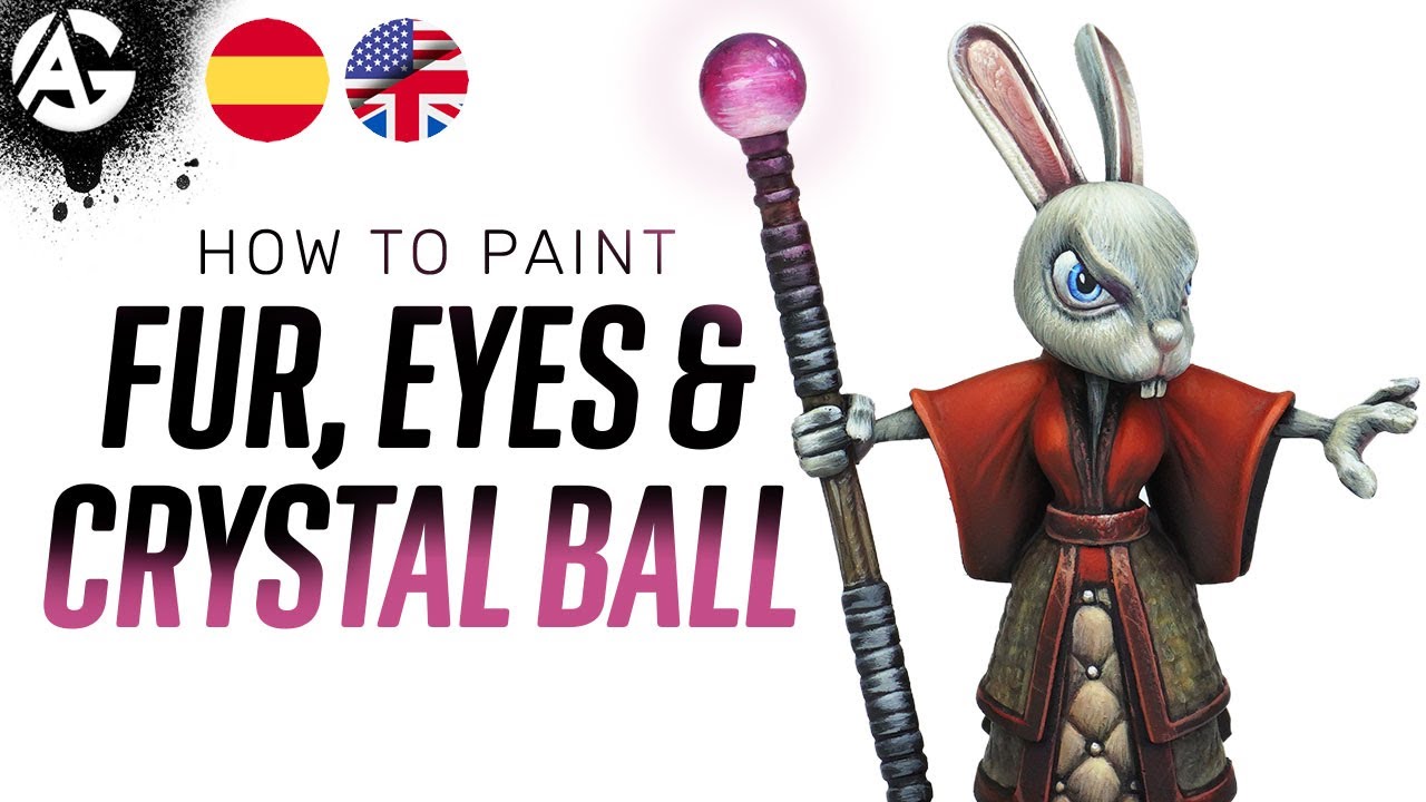 How to paint EYES 👀 FUR 🐰 Crystal Ball 🟣 / Como Pintar OJOS 👀 , PELAJE 🐰 & Bola de cristal 🟣