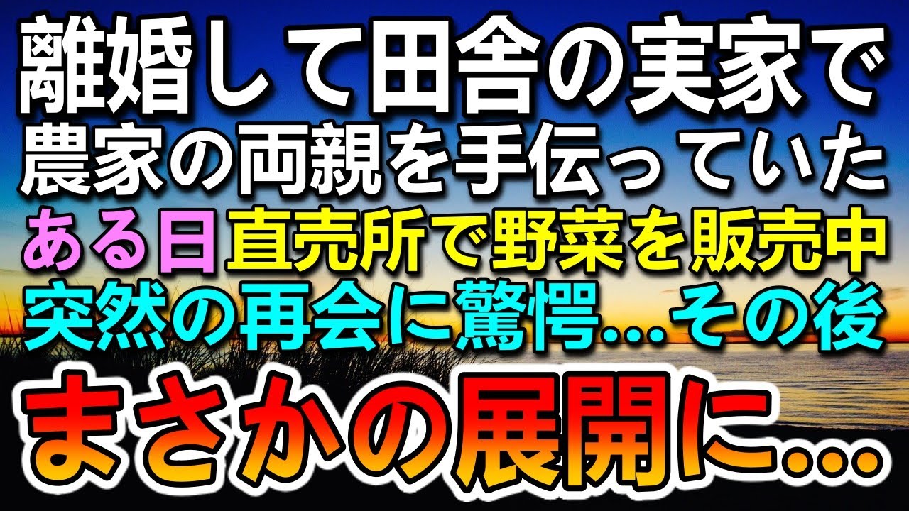 【感動する話】離婚して田舎の実家に戻った。ある日 元夫と田舎の直売所で再会　様変わりした姿に驚愕 その後まさかの展開に…【泣ける話】【いい話】