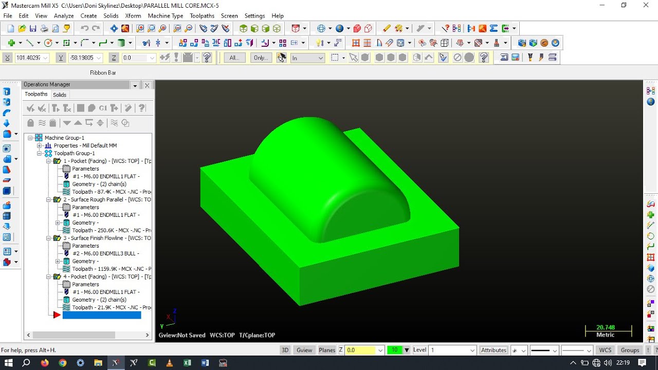 Mastercam X5 || Basic Milling Example || Paralel milling II (Core / Boss) #mastercam