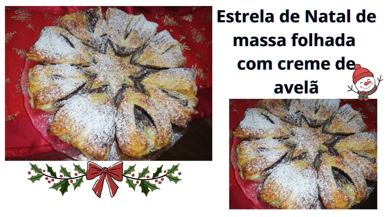 Estrela de Natal de massa folhada com creme de avelã