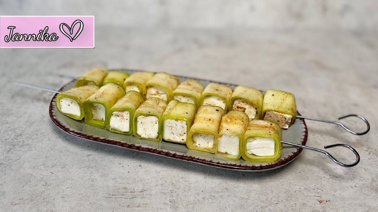Gemüsespieße vom Grill - Zucchini Feta Päckchen