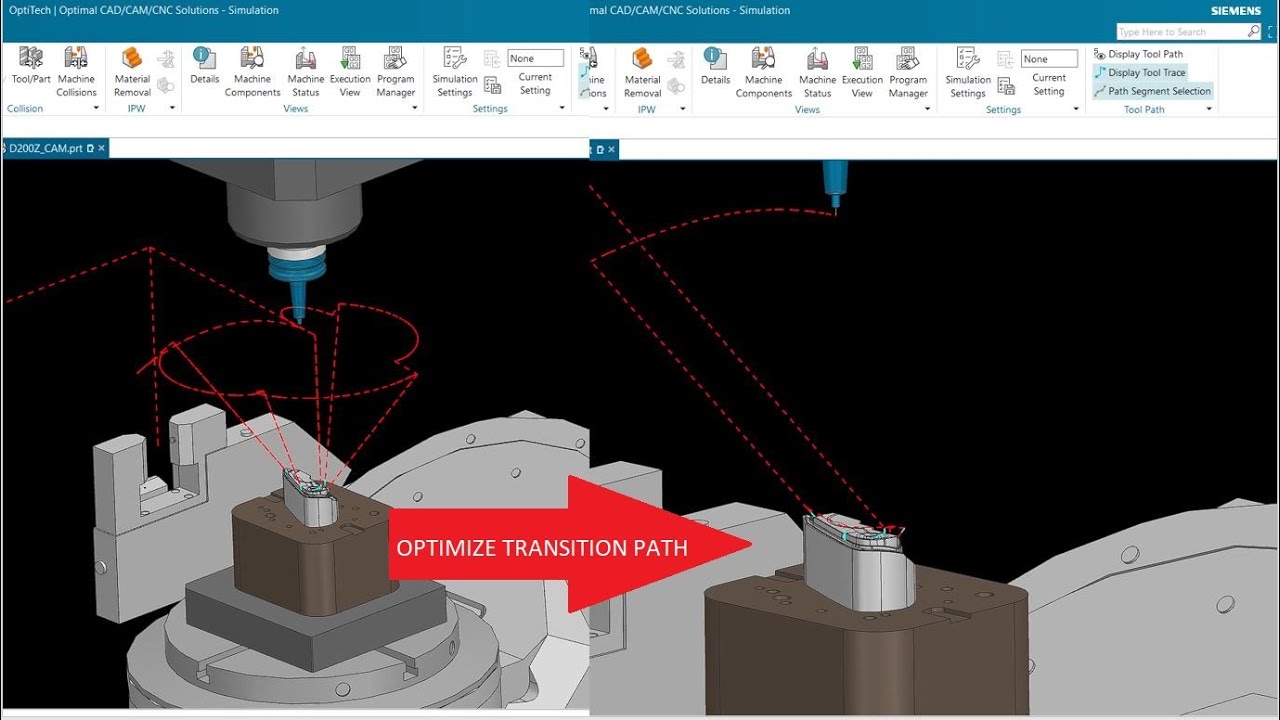 NX CAM 2306 OPTIMIZE TRANSITION PATH