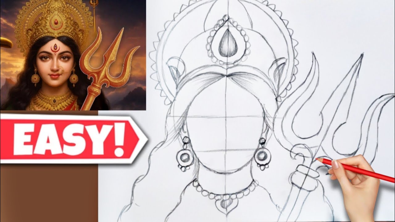 Maa Durga drawing | Navratri Maa Durga Drawing | Maa Durga Navratri drawing