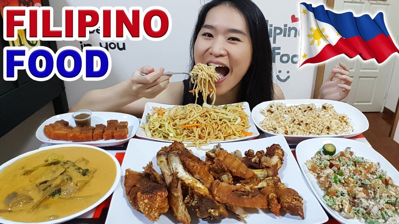 FILIPINO FOOD! Crispy Pata, Sisig, Lechon Kawali, Pancit Canton & Kare Kare | Eating Show Mukbang