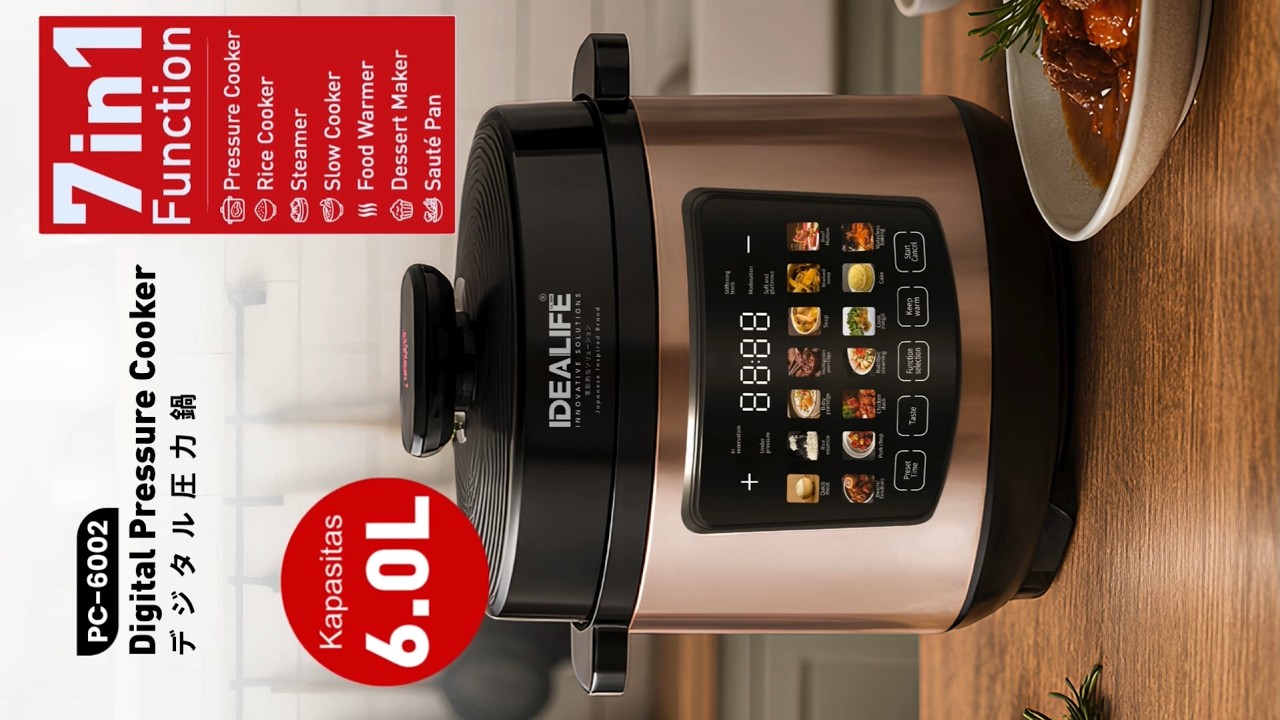 IDEALIFE - Digital Presure Cooker - Panci Presto Digital(6 Litre) - PC-6002
