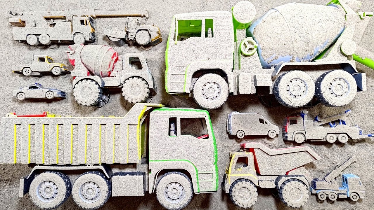 Temukan Mobil Mainan Terkubur dan Membersihkan Truk Molen Besar, Dumptruk Besar, Truk Derek Buldoser