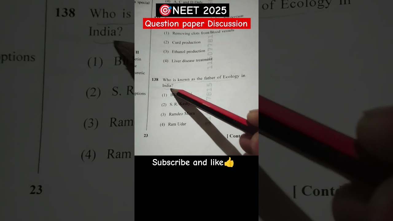 🎯NEET 2025 question paper Discussion wiyh answer👍🩺@NeetTutorPCB