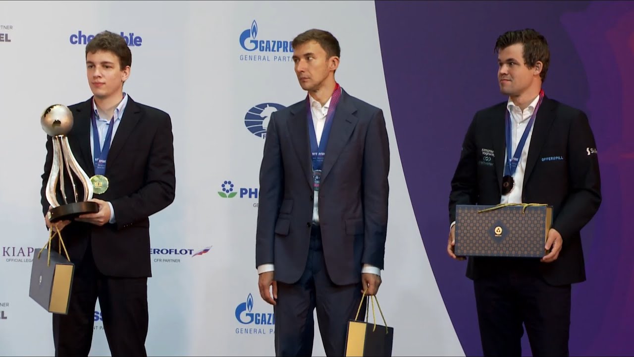 Duda, Karjakin, and Carlsen Receiving Medals for FIDE World Cup 2021