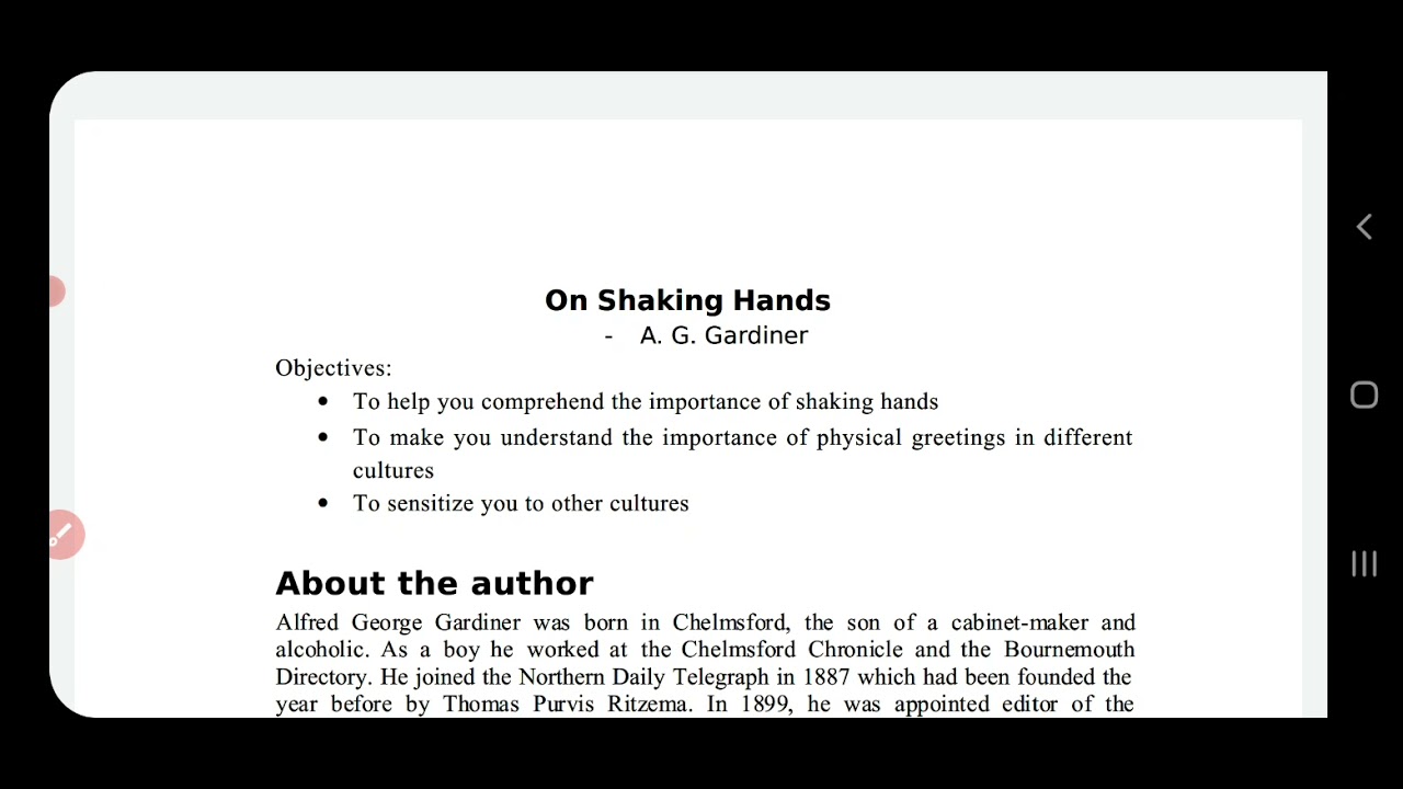 Prose: On Shaking Hands Part-1