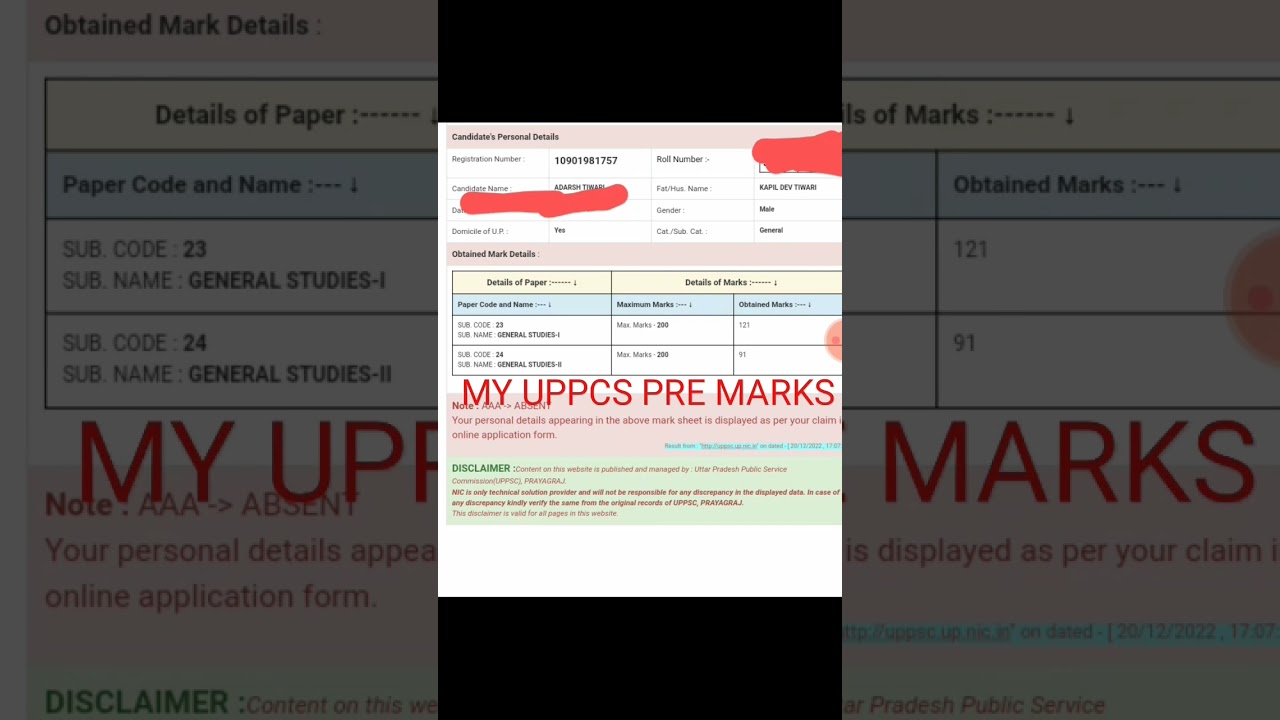 Uppcs 2021 pre marks