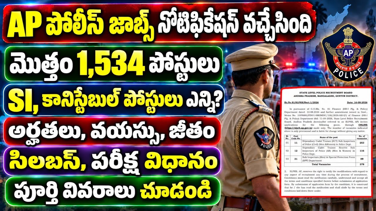 AP Police Notification 2026 Latest News|AP Police Constable Latest News Today|AP Police SI Jobs 2026