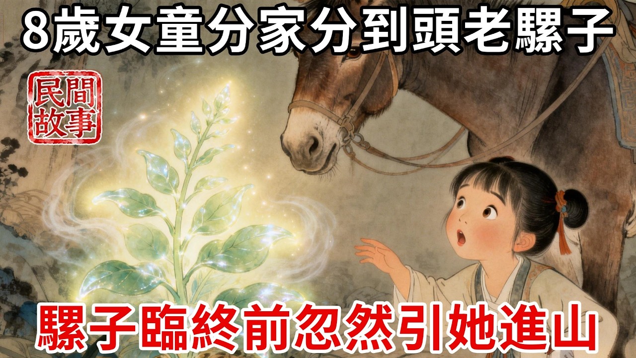 8歲女童被哥嫂苛待分家，只分到一頭老騾子，日日牽到山坡餵嫩草，騾子臨終前忽然引她進山，在深山中停下竟有一株發光仙草！#民間故事 #傳統文化 #原創虛構 #華語有聲書 #槐樹下聽書