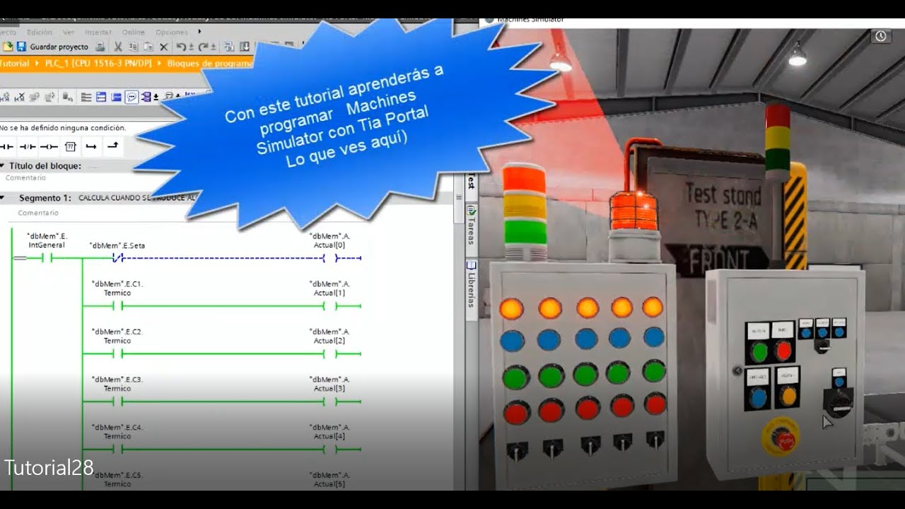 EasyPLC 28. Machines simulator- Tia Portal  Alarmas