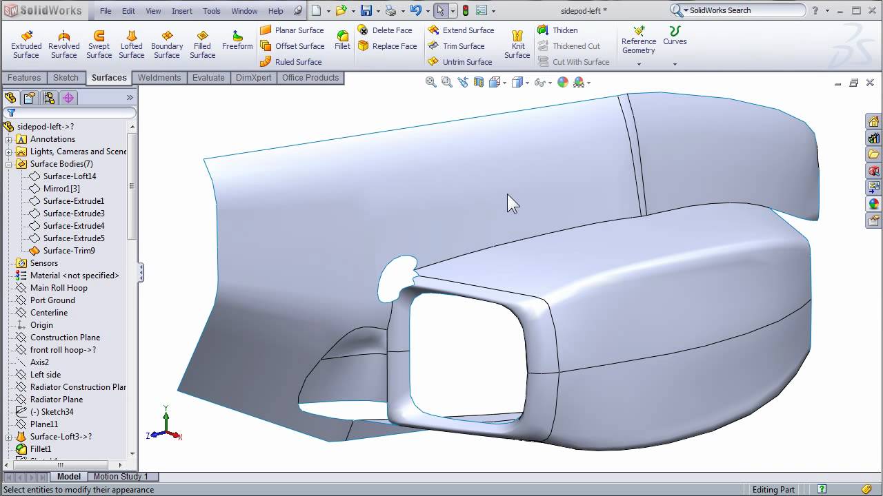 SolidWorks Surfacing to Create FSAE Body Work - Part 2