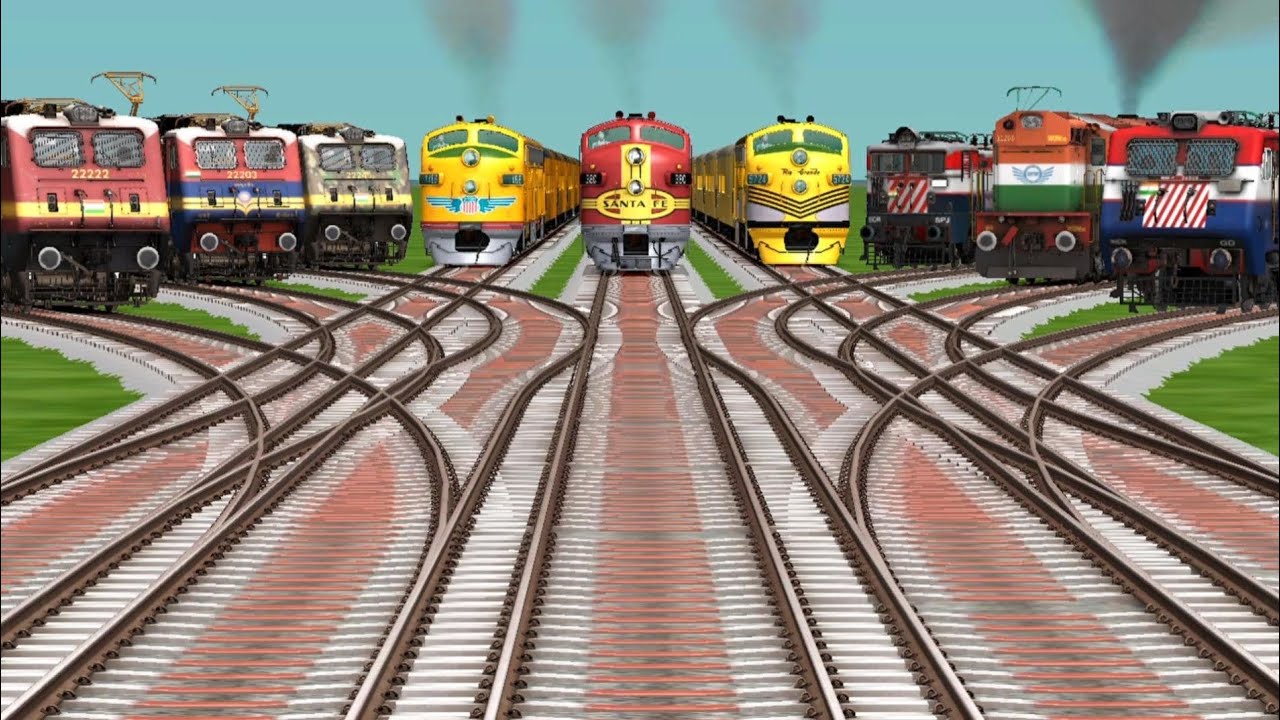 9 Indian Railways Crossing By Bumpy Forked Tracks || indian express || train simulator classic