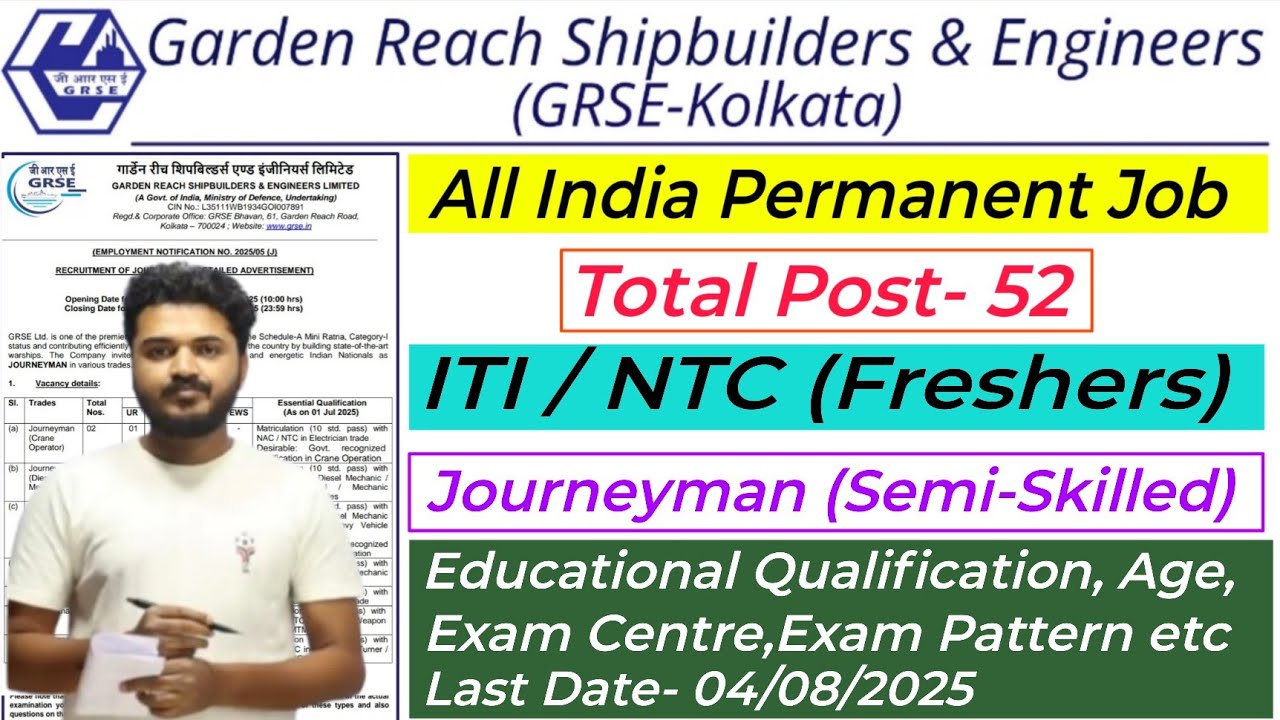 GRSE Recruitment 2025 | GRSE New Vacancy 2025| Garden Reach Shipbuilders Recruitment 2025 Out #grse