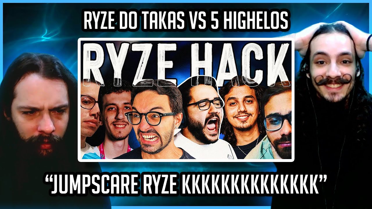 Reagindo ao TAKESHI DE RYZE DE HACK vs 5 HIGHELOS no League of Legends | React mylennzy