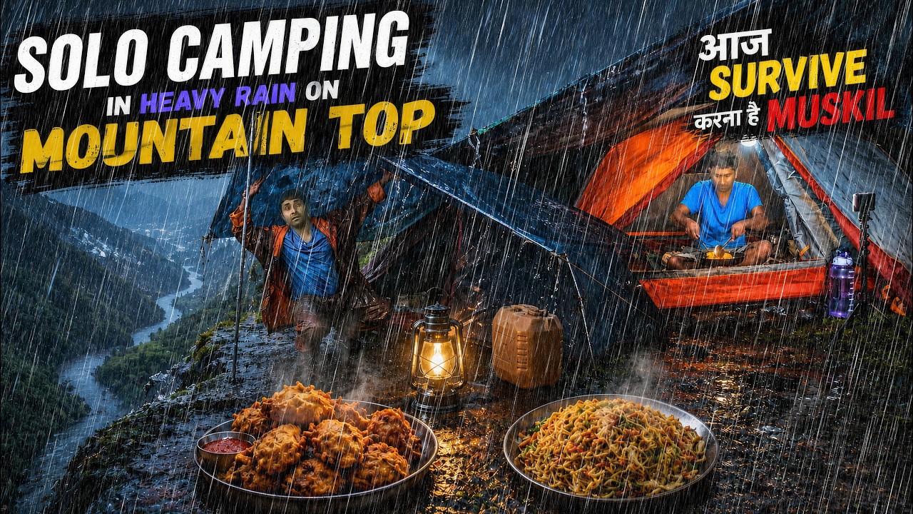 Coziest Solo Camping in Heavy Rain on Mountain Top 🌧️ Camping In Rainstorm