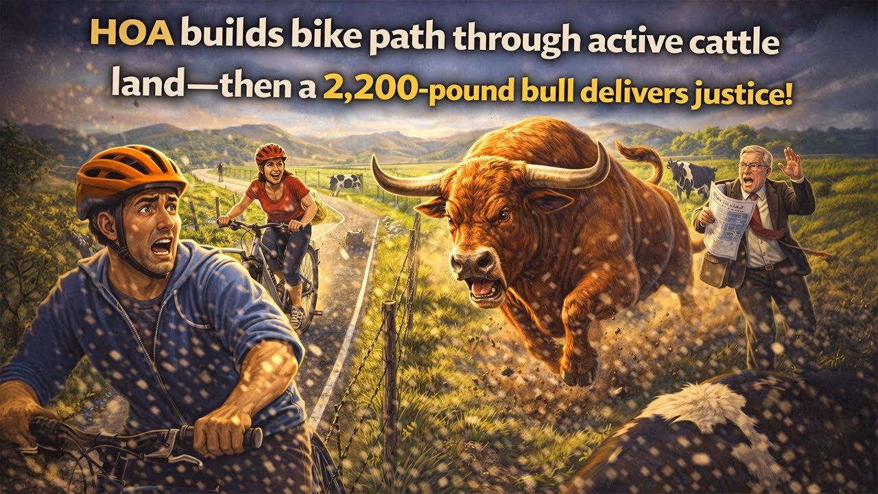 HOA invades ranch with bike path—bull’s revenge leaves Tesla in ruins!