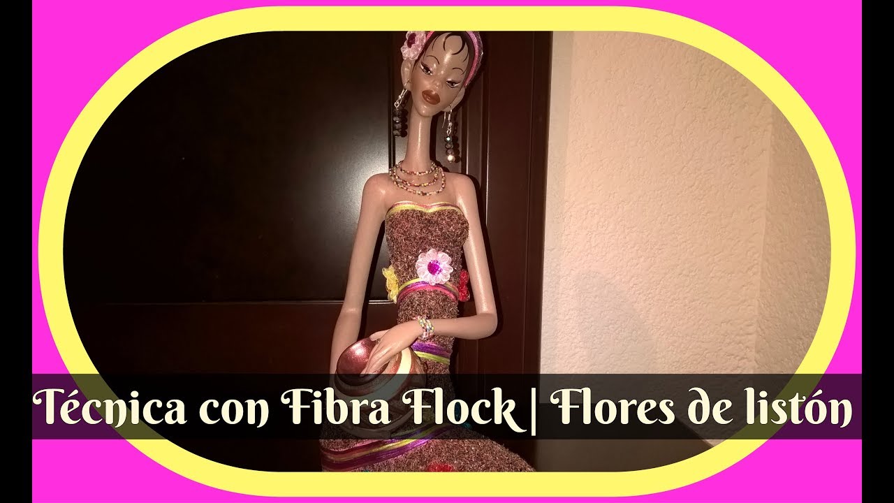 Pinta cerámica: Africana con fibra flock y flores de listón
