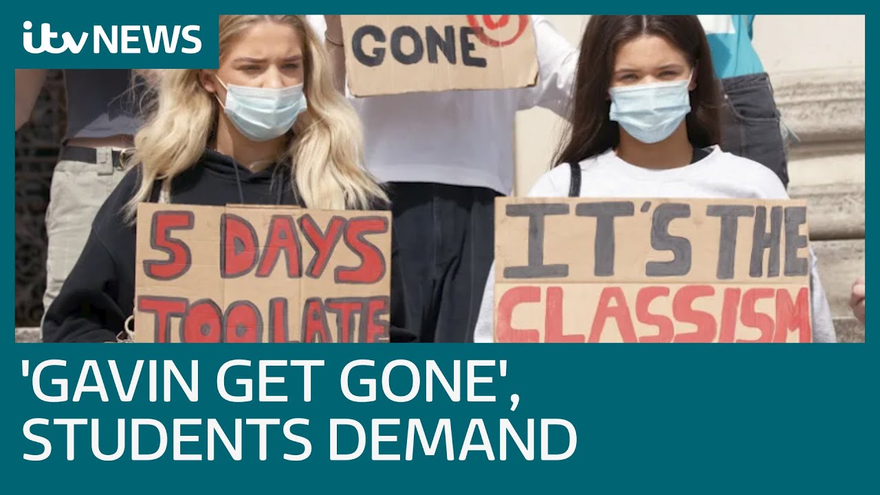 'Gavin get gone': Angry students demand education secretary's resignation | ITV News
