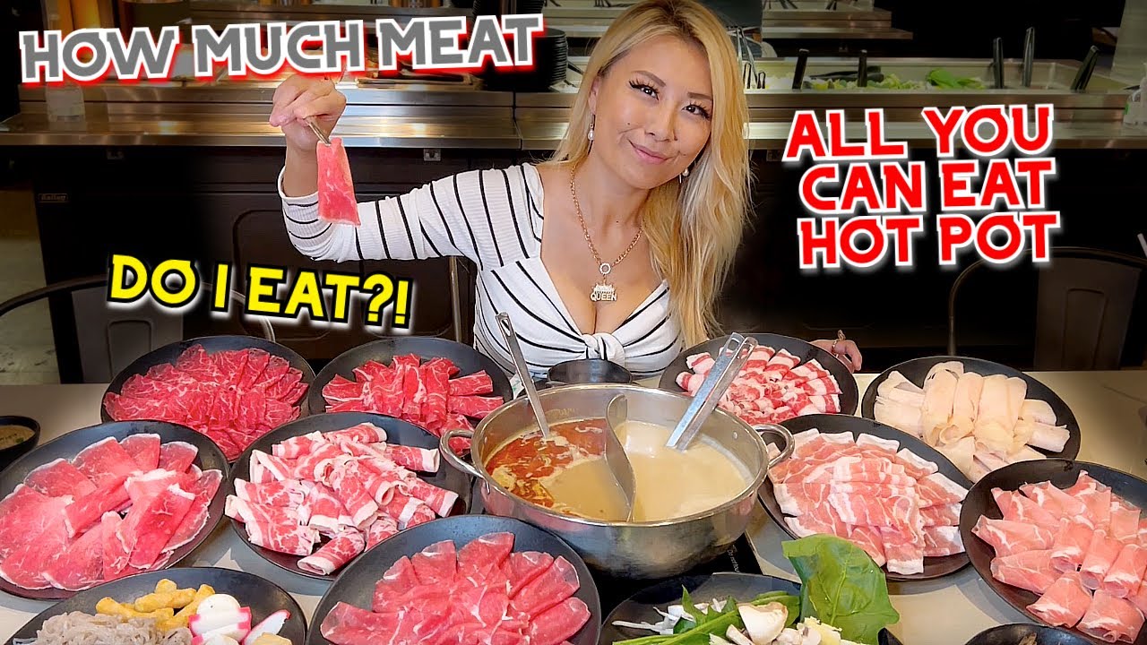 HOW MUCH MEAT DO I EAT AT HOT POT?! Shabu Works in San, Diego, CA!! #RainaisCrazy