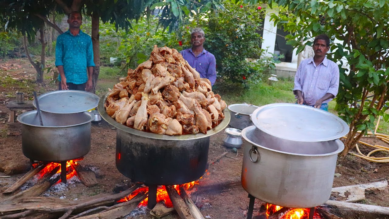 CHICKEN EXTRACT BIRYANI !!! Cooking 40Kg Rice And 30Kg Chicken Meat /food fun village