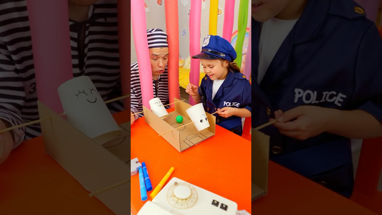 🤣 FUNNY CUP GAME WITH JAIL TWIST 🕵️ #shorts #kids