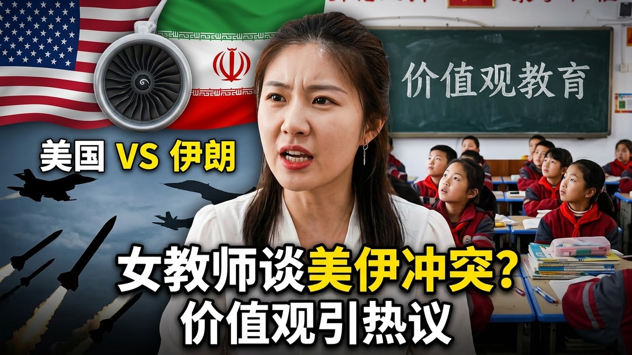 这个老师火了，美伊开战，女老师给学生讲背后价值观和世界观，网友纷纷点赞，她为伊朗孩子没有选择而难过，洗脑还是误人子弟？