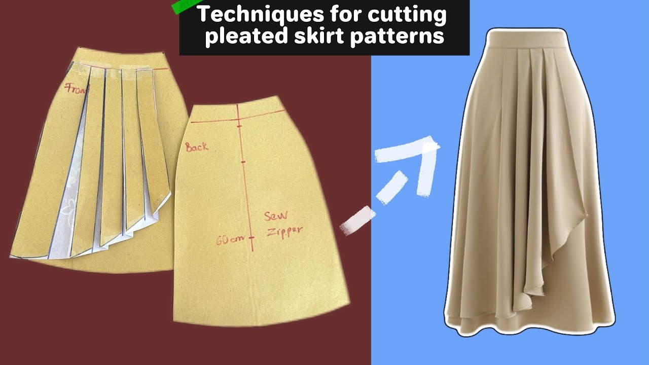 👗👇How to Design a Gorgeous Pleated Skirt from Scratch"✂️🪡