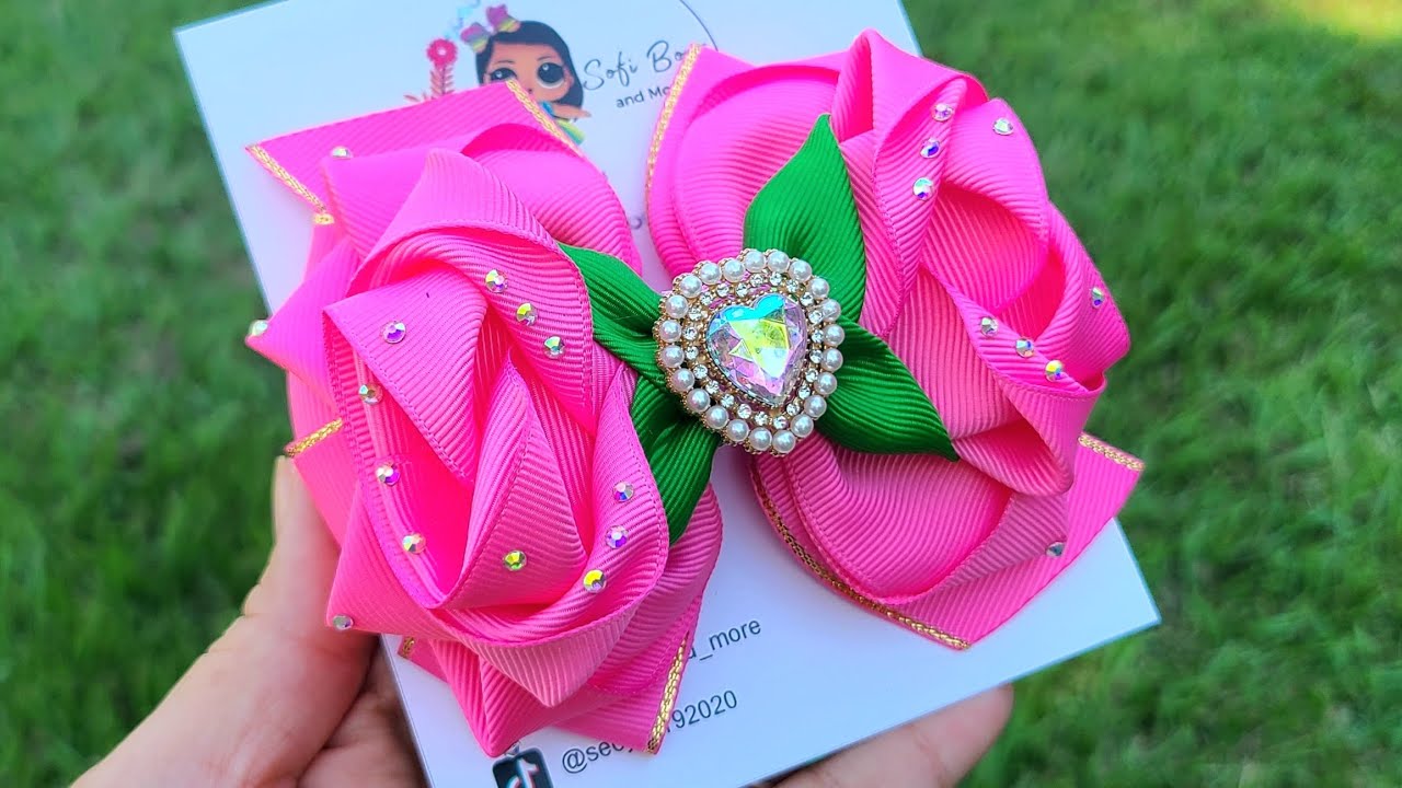 Magics Roses Bow By-Secy con listón de 4 cm y 5 cm (Hair Bows Girl)  #moñosfacilesdehacer