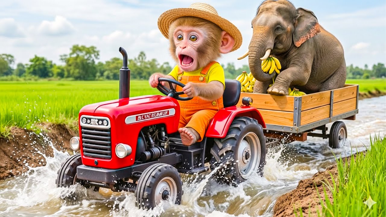 🐒🐘 Monkey NaNa’s Farm Trip Turns CHAOTIC as a Drowning Elephant Needs Help… His Rescue SHOCKS All! 😱