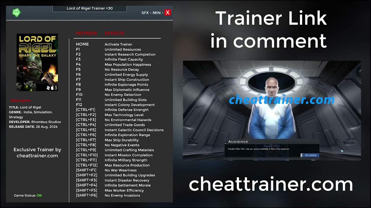 Lord of Rigel Trainer Cheats +30 - Unlimited Resources, Instant Research Completion